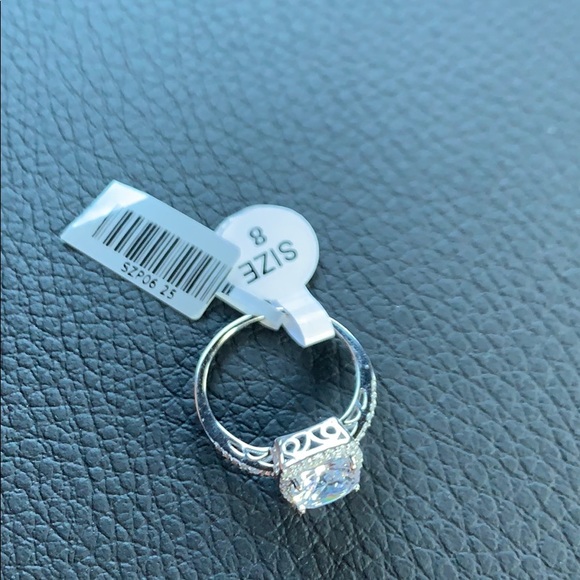 925 Sterling Silver Cushion Engagement Ring sz 9 - Picture 6 of 8